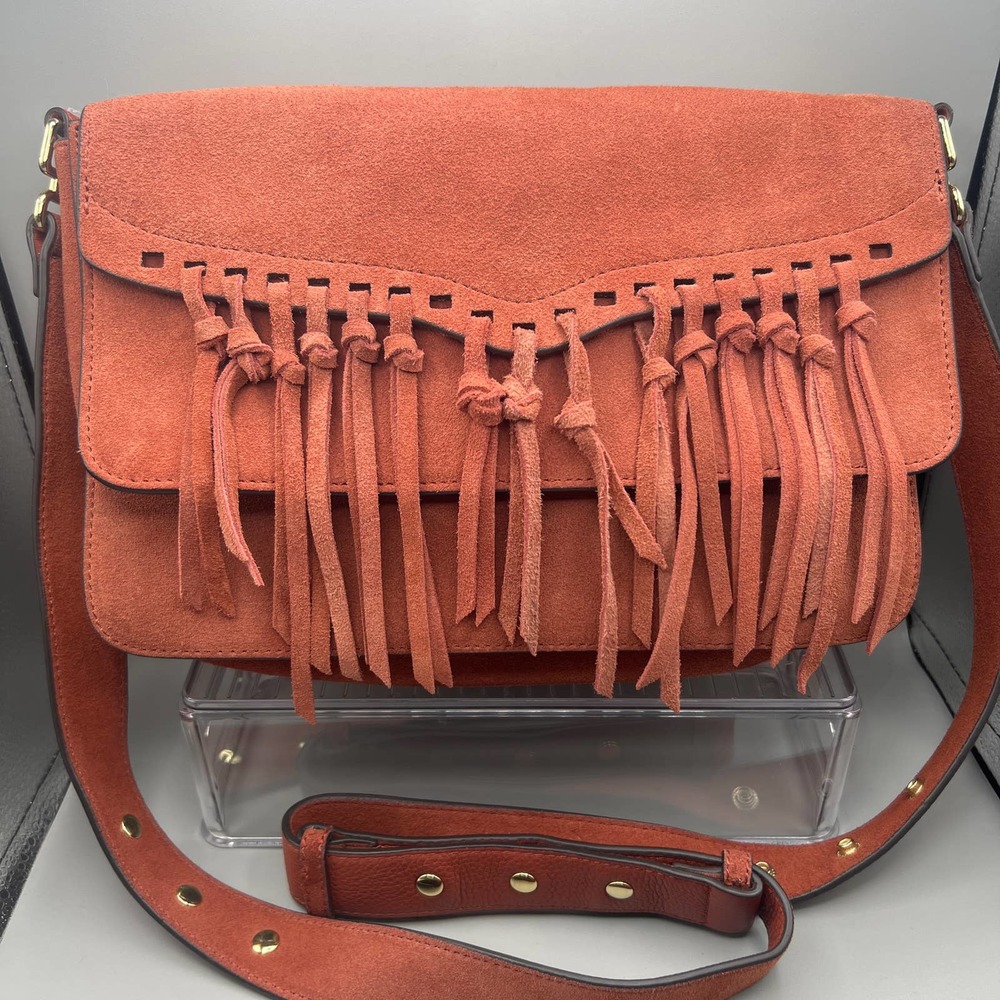 Rebecca Minkoff Rapture Leather Shoulder Bag Brick fringe